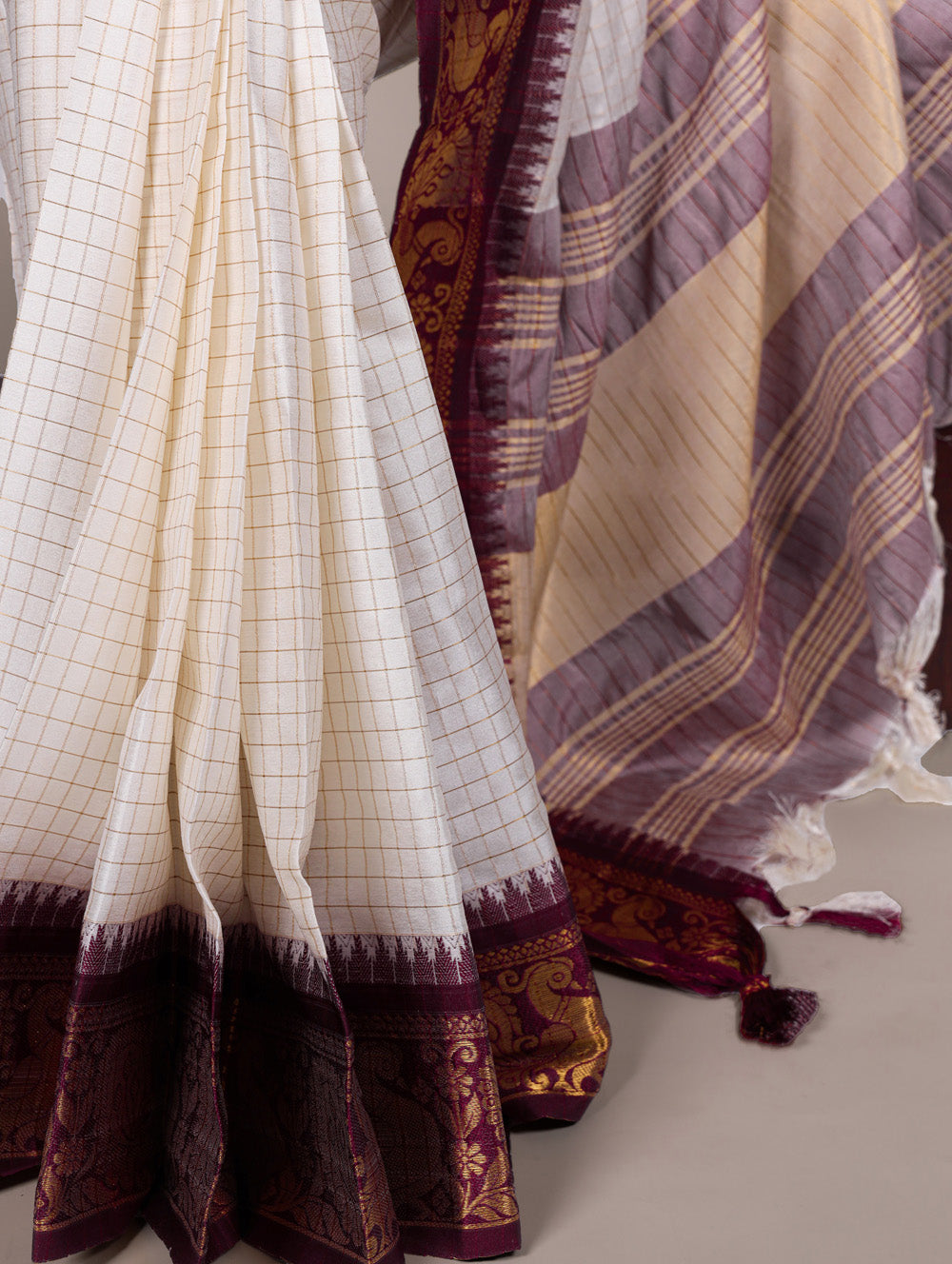 Zari woven brown saree