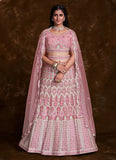 Chic Net Rose Pink Thread Work Lehenga Choli