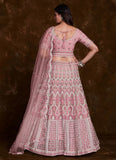 Chic Net Rose Pink Thread Work Lehenga Choli