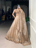 Chiku Color Sequins And Embroidery Work With Gold Crush Lehenga Choli