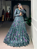 Teal Blue Color Tasar Silk Co-ord Set