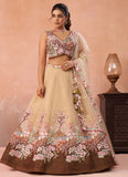 Coffee Designer Bridal Lehenga with Embroidered Dupatta