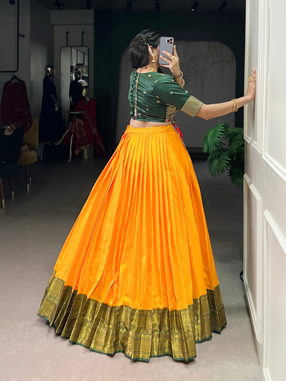 Mustard Color Zari Weaving Work Cotton Silk Co-Ord Set