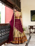 Chiku Color Weaving Work With Paithani Concept Cotton Silk Lehenga Choli