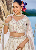 Cream Silk Reception Lehenga for Sister of Bride