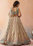 Wedding Reception Lehenga in Cream & Sky Blue