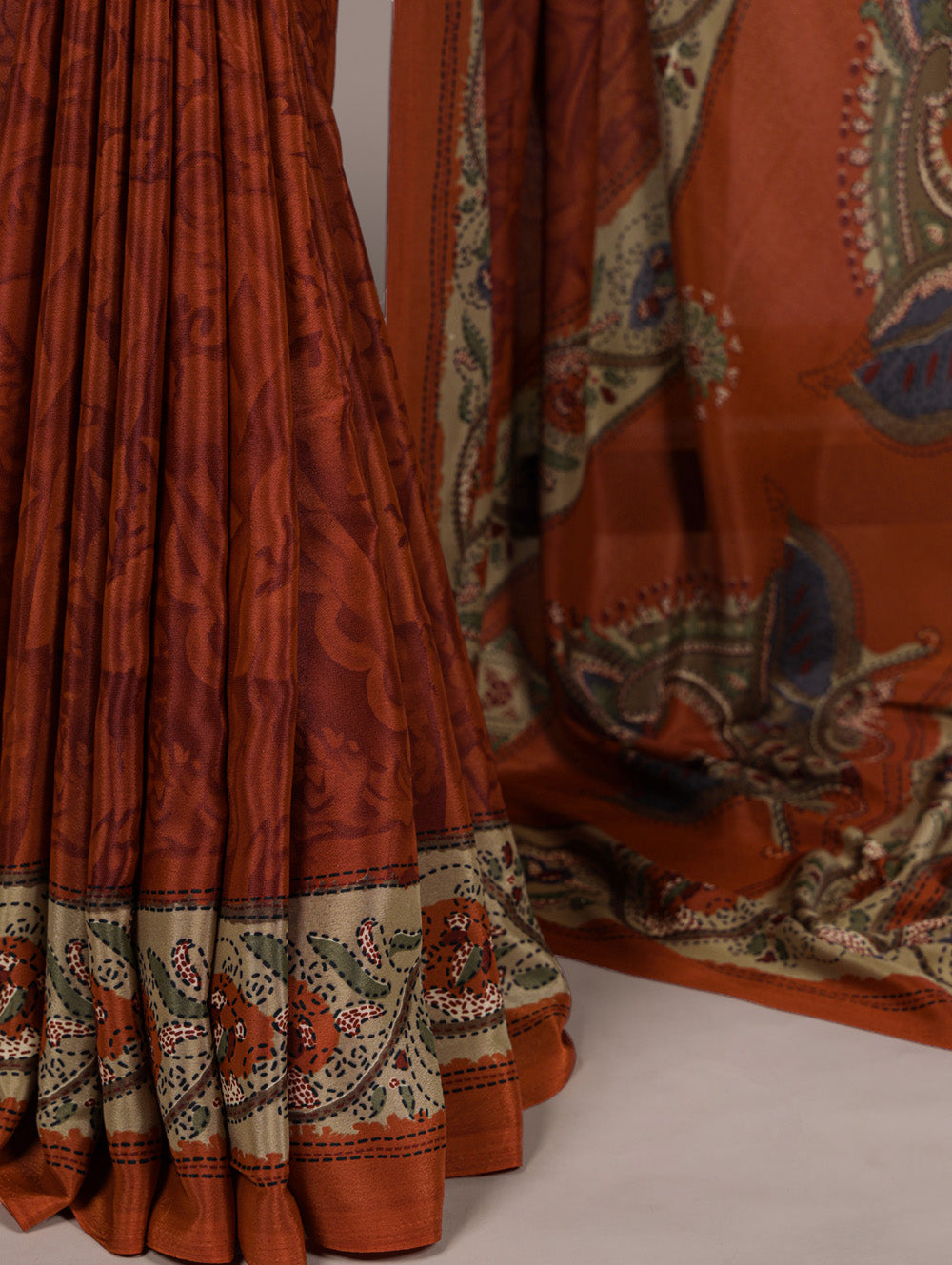 Lightweight rust orange saree for festive wear