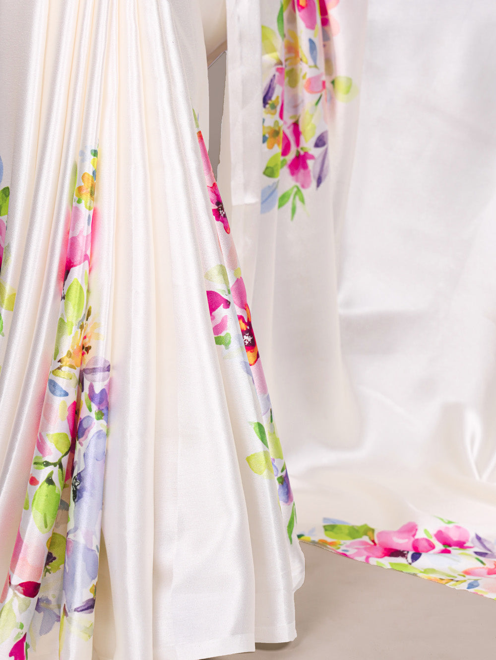 Satin silk saree with Banglory blouse