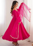Elegant dark pink Anarkali suit for reception wear