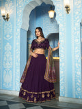 Dark Purple Color Wedding  Wear Lehenga Choli