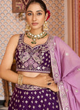 Tissue silk lehenga with sequins and coding work