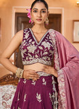 Designer Burgundy Reception Wear Lehenga for Women