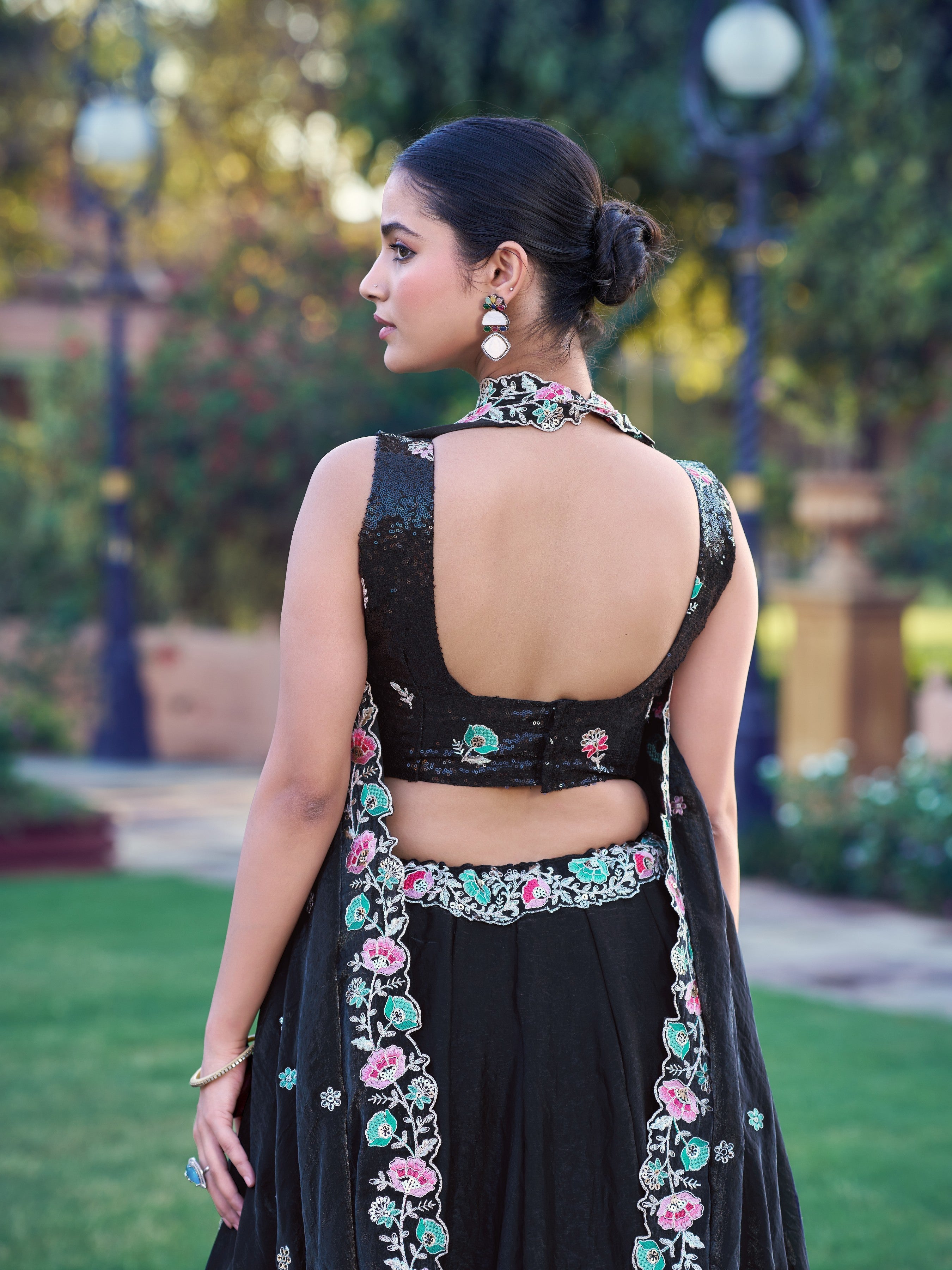 Black Color Embroidery Work Wedding Chaniya Choli