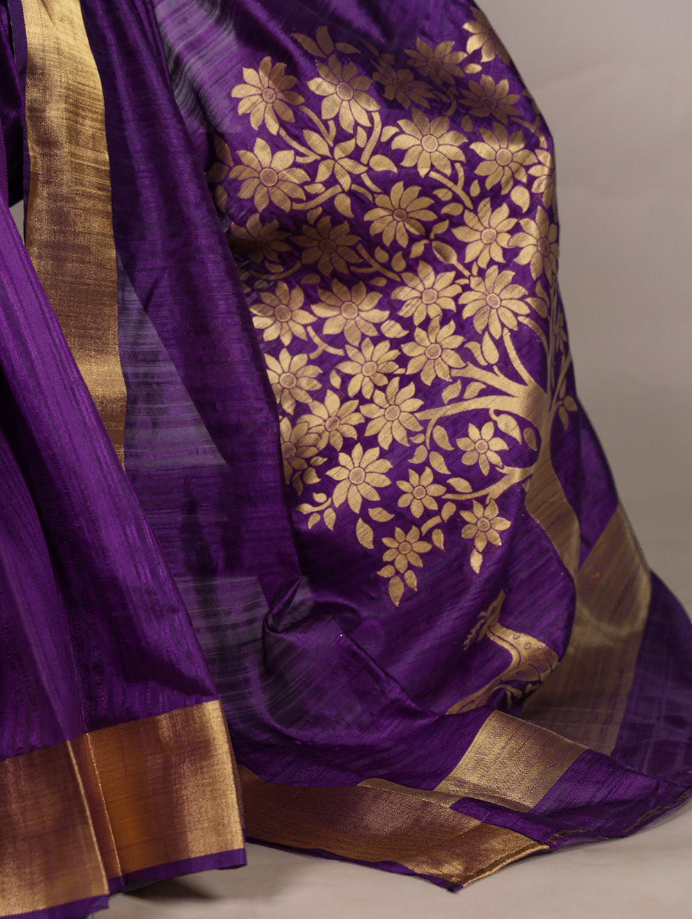 Elegant purple raw silk saree
