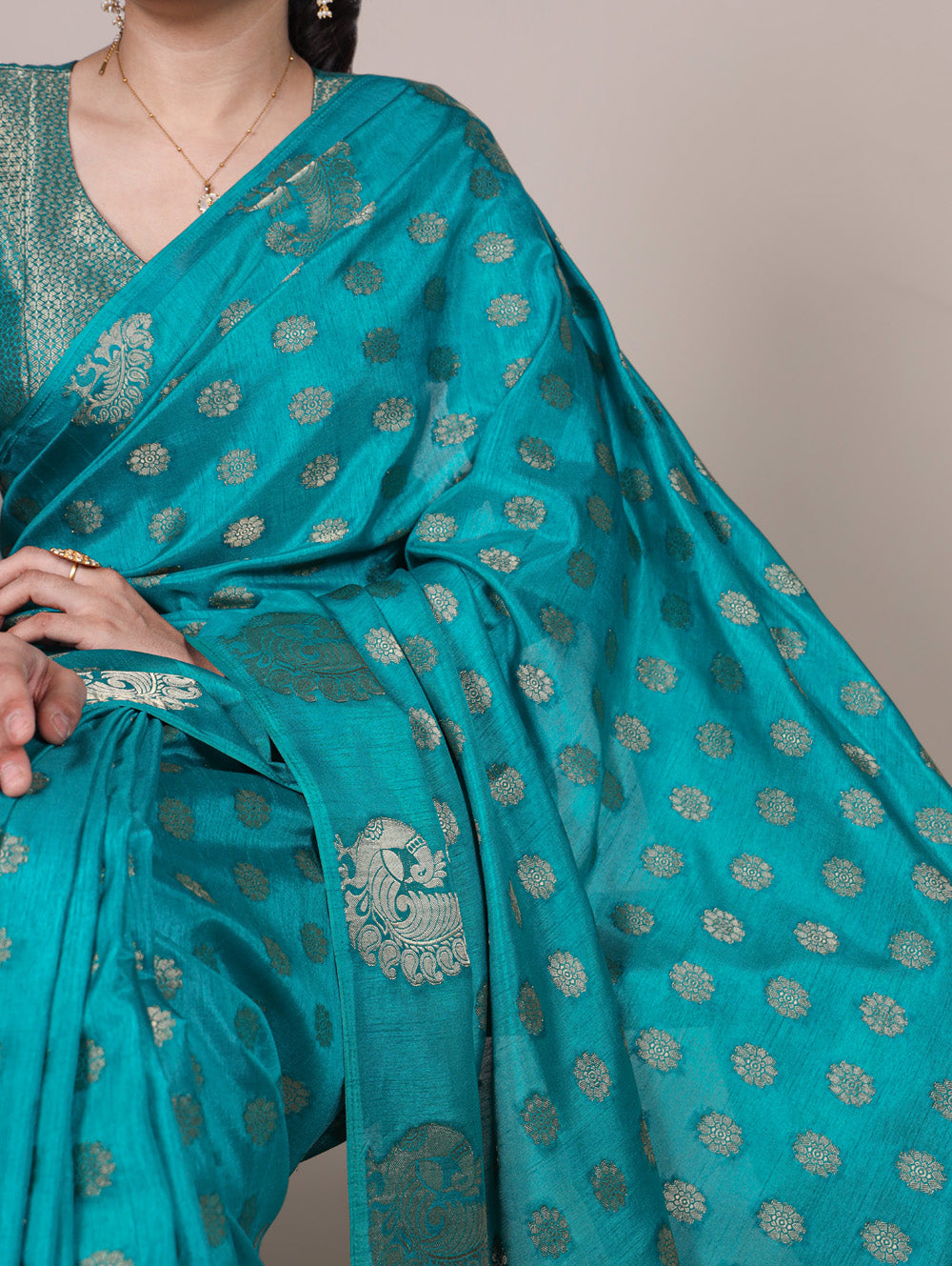 turquoise roop silk saree for wedding