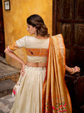 traditional paithani silk lehenga off white