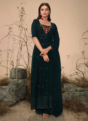 Designer Embroidered Georgette Festive Wear Palazzo Suit