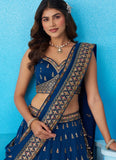 Designer Engagement Lehenga in Morpeach Chinnon Silk