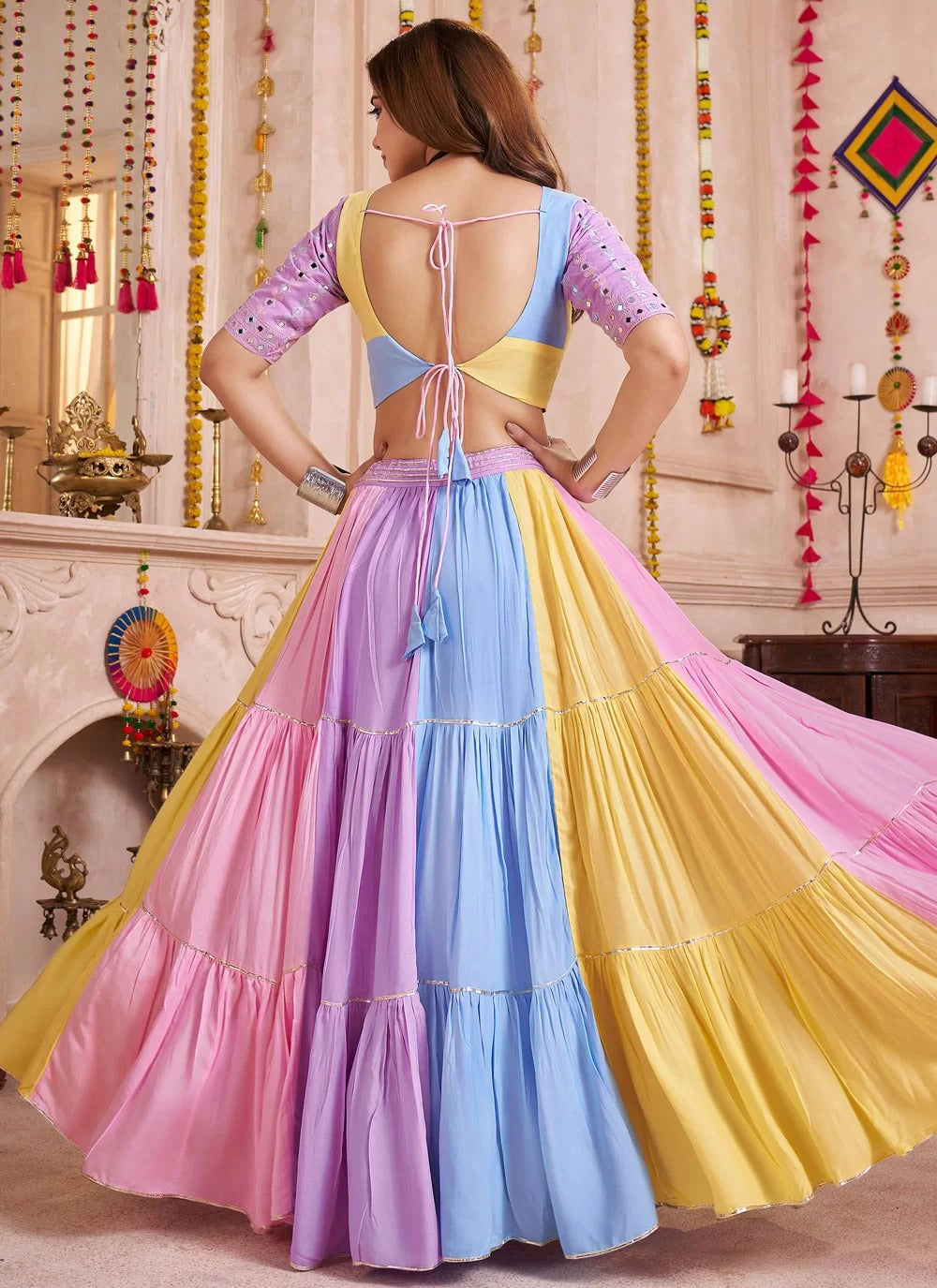 Designer Mirror Work Chaniya Choli with 10 Meter Flair