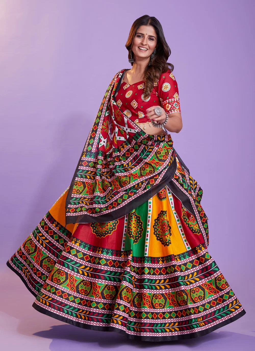 Designer Navratri Chaniya Choli in Multi Color Cotton