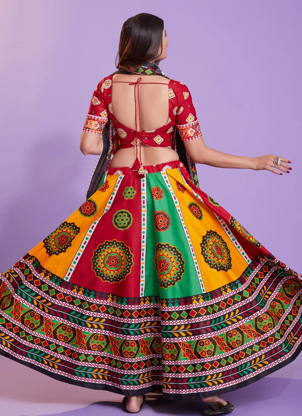 Designer Navratri Chaniya Choli in Multi Color Cotton