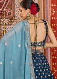 Navy Blue Bridesmaid Lehenga with Lavender Tissue Silk Dupatta