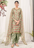 Designer Net Embroidery Punjabi Salwar Suit In Green