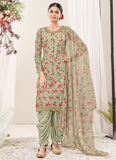 Designer Net Embroidery Punjabi Salwar Suit In Green