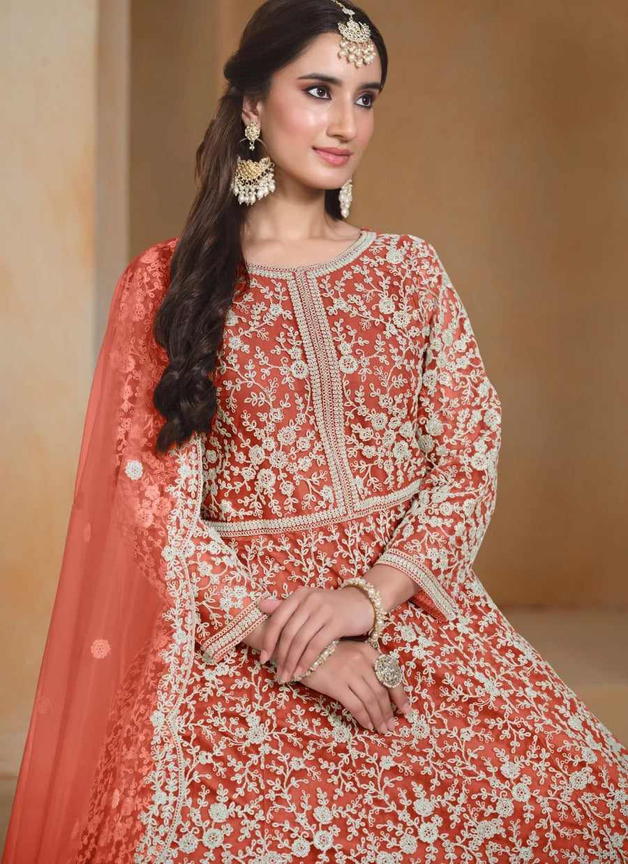 Designer Anarkali Suit in Orange | Wedding & Festive Wear