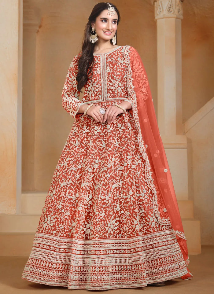Designer Orange Anarkali Suit | Premium Ethnic Wear