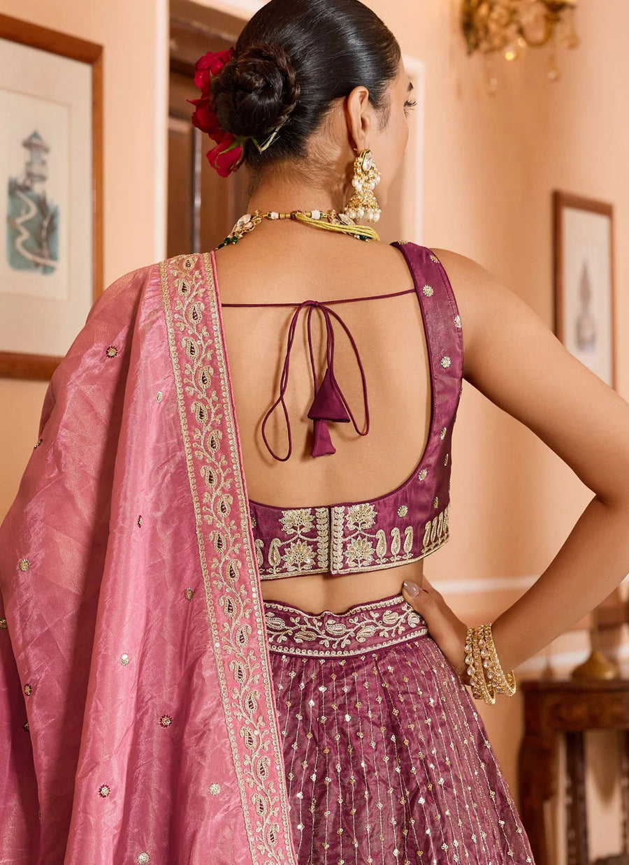 Luxury rose gold ring ceremony lehenga for women