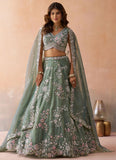 Designer Sea Green Engagement Lehenga with Sequins Embroidery