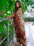 Maroon Color Bandhani Printed Pure Gaji Silk Kaftan