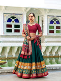 Foil work Tasar silk festive lehenga
