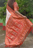Durga Puja Baluchari soft silk saree with meenakari work