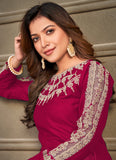 Eid Festival Special Maroon Art Silk Anarkali Suit