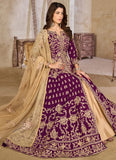 Purple Art Silk Embroidered Eid Special Suit with Net Dupatta