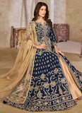 Traditional Blue Party Wear Abaya Style Suit