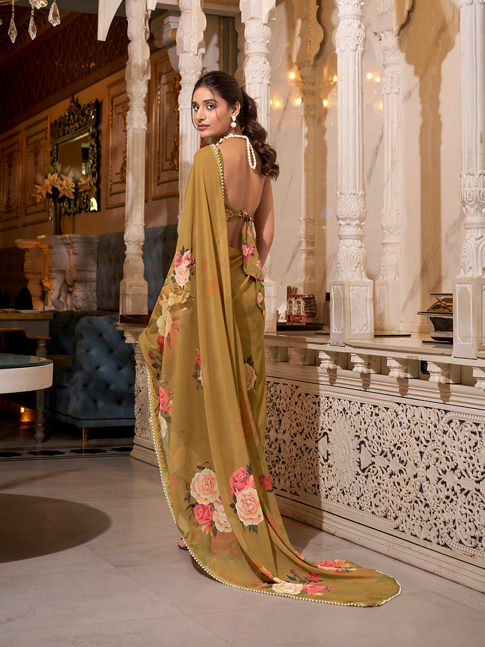 Elegant brown saree for weddings and festivals