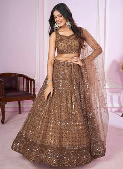 Elegant brown Indian lehenga for festive celebrations