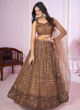 Elegant brown Indian lehenga for festive celebrations