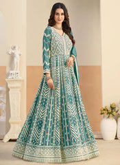 Stylish sea green ethnic outfit for wedding celebrations