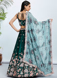 Elegant Green Bridesmaid Lehenga with Organza Dupatta Embroidery