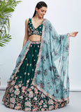 Elegant Green Bridesmaid Lehenga with Organza Dupatta Embroidery