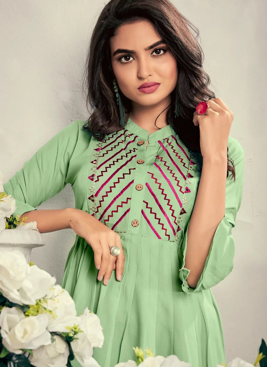 Elegant Heavy Rayon Embroidered Feeding Kurti for Stylish Moms