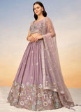 Elegant Mauve Poly Georgette Bridesmaid Lehenga Choli with Net Dupatta