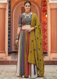 Elegant Multicolor Viscose Rayon Traditional Navratri Lehenga with Mirror Embroidery