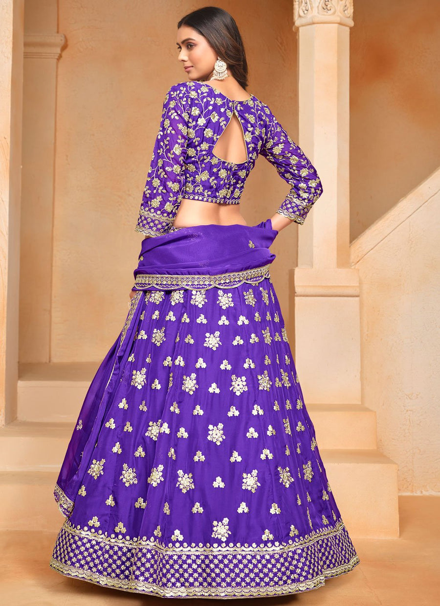 Elegant purple party wear lehenga with dupatta