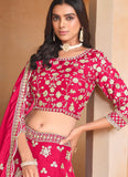 Elegant rani pink party wear lehenga with dupatta