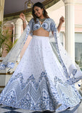 White satin bridesmaid lehenga with zari sequins embroidery